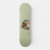 Rhodesian Ridgeback Hoofd Kleurrijke Bloemen Op Gr Persoonlijk Skateboard (Voorkant)
