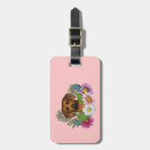 Rhodesian Ridgeback Hoofd Kleurrijke Bloemen Op Ro Bagagelabel (Voorkant verticaal)