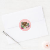 Rhodesian Ridgeback Hoofd Kleurrijke Bloemen Op Ro Ronde Sticker (Envelop)