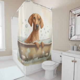 Rhodesian Ridgeback in badkuip Aquarel Honden Kuns Douchegordijn