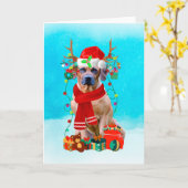 Rhodesian Ridgeback in de sneeuw met kerstcadeaus Kaart (Gele Bloem)