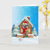 Rhodesian Ridgeback in de sneeuw met kerstcadeaus Kaart (Gele Bloem)