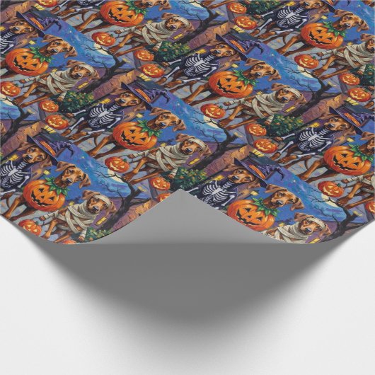 Rhodesian Ridgeback in Halloween Costumes Cadeaupapier (Hoek)