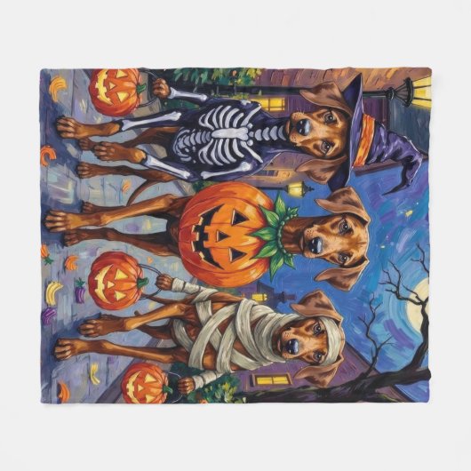 Rhodesian Ridgeback in Halloween Costumes Fleece Deken (Voorkant (Horizontaal))