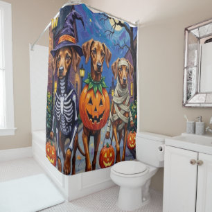 Rhodesian Ridgeback in Halloween-kostuums Douchegordijn