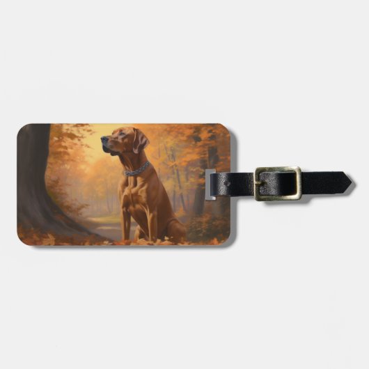 Rhodesian Ridgeback in herfst laat Herfst inspirer Bagagelabel (Voorkant horizontaal)