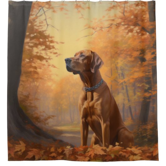 Rhodesian Ridgeback in herfst laat Herfst inspirer Douchegordijn (Voorkant)