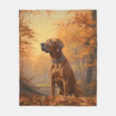 Rhodesian Ridgeback in herfst laat Herfst inspirer Fleece Deken (Voorkant)
