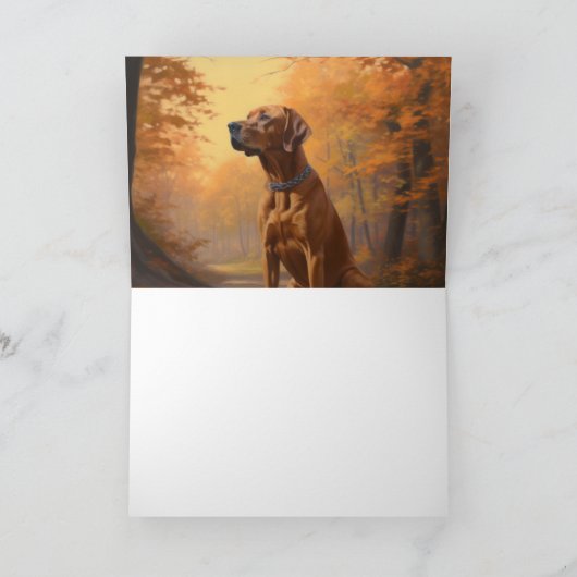 Rhodesian Ridgeback in herfst laat Herfst inspirer Kaart (Binnen)