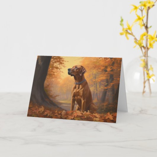 Rhodesian Ridgeback in herfst laat Herfst inspirer Kaart (Gele Bloem)