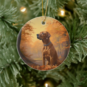 Rhodesian Ridgeback in herfst laat Herfst inspirer Keramisch Ornament