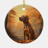 Rhodesian Ridgeback in herfst laat Herfst inspirer Keramisch Ornament (Voorkant)