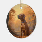 Rhodesian Ridgeback in herfst laat Herfst inspirer Keramisch Ornament (Links)
