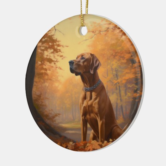 Rhodesian Ridgeback in herfst laat Herfst inspirer Keramisch Ornament (Links)