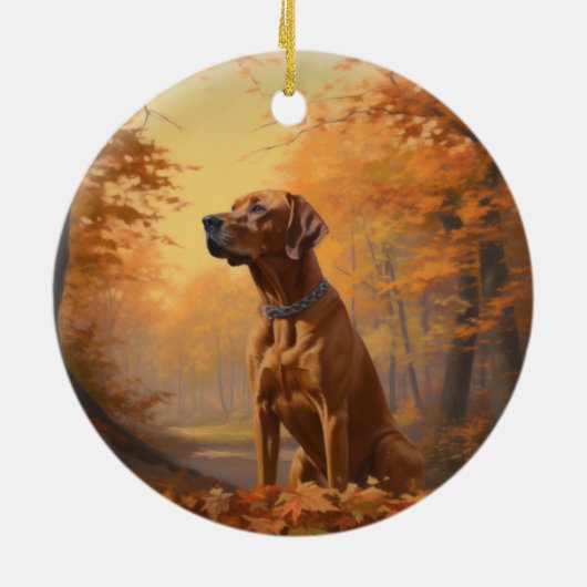 Rhodesian Ridgeback in herfst laat Herfst inspirer Keramisch Ornament (Achterkant)