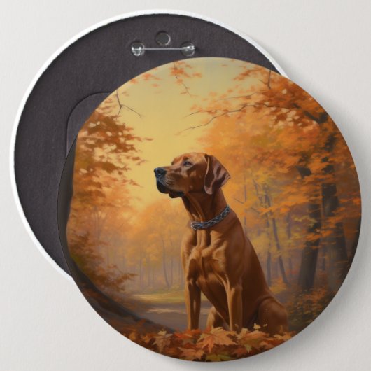 Rhodesian Ridgeback in herfst laat Herfst inspirer Ronde Button 6,0 Cm (Voorkant /achterkant)