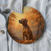 Rhodesian Ridgeback in herfst laat Herfst inspirer Ronde Button 6,0 Cm (In situ)