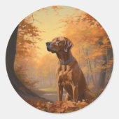Rhodesian Ridgeback in herfst laat Herfst inspirer Ronde Sticker (Voorkant)