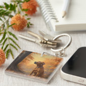 Rhodesian Ridgeback in herfst laat Herfst inspirer Sleutelhanger (Voorkant Rechts)