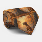 Rhodesian Ridgeback in herfst laat Herfst inspirer Stropdas (Opgerold)