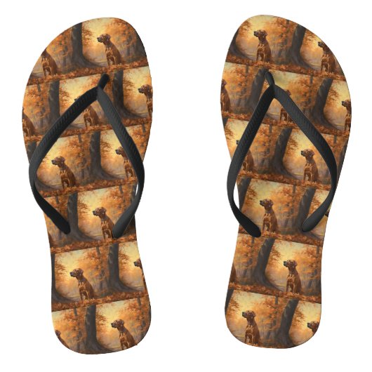 Rhodesian Ridgeback in herfst laat Herfst inspirer Teenslippers (Voetbed)