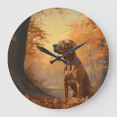 Rhodesian Ridgeback in herfstbladeren val inspirer Grote Klok (Voorkant)