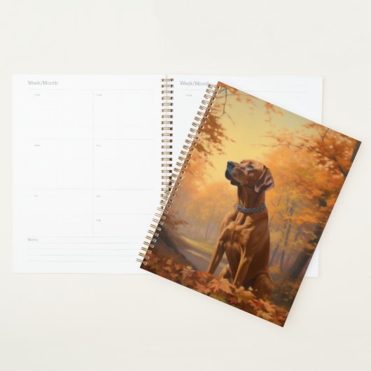 Rhodesian Ridgeback in herfstbladeren val inspirer Planner (Display)