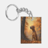 Rhodesian Ridgeback in herfstbladeren val inspirer Sleutelhanger (Voorkant Links)