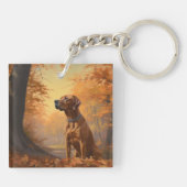 Rhodesian Ridgeback in herfstbladeren val inspirer Sleutelhanger (Achterkant)