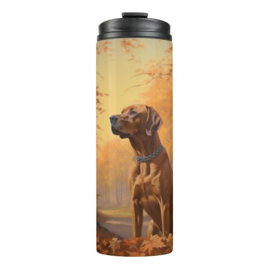 Rhodesian Ridgeback in herfstbladeren val inspirer Thermosbeker (Voorkant)