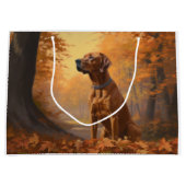 Rhodesian Ridgeback in Herfstbladeren Vallen Insp Groot Cadeauzakje (Voorkant)