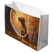 Rhodesian Ridgeback in Herfstbladeren Vallen Insp Groot Cadeauzakje (Achterkant Gekanteld)
