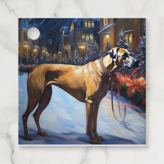 Rhodesian Ridgeback Kerst Feestelijke Periode Bedankjes Labels (Voorkant)