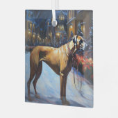 Rhodesian Ridgeback Kerst Feestelijke Periode Glas Ornament (Voorkant links)