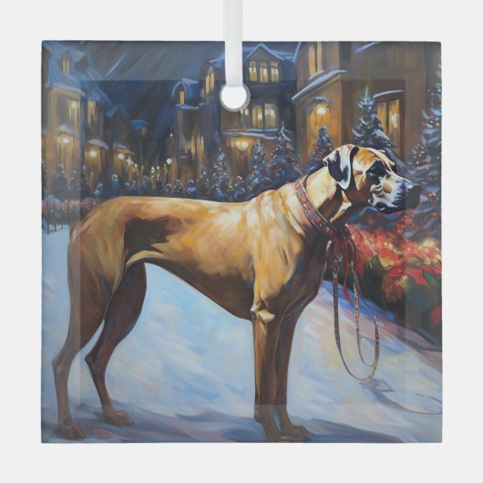 Rhodesian Ridgeback Kerst Feestelijke Periode Glas Ornament (Voorkant)