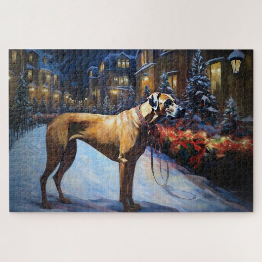 Rhodesian Ridgeback Kerst Feestelijke Periode Legpuzzel (Horizontaal)