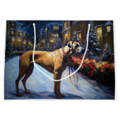 Rhodesian Ridgeback Kerst Feestelijke Tijd Groot Cadeauzakje (Voorkant)