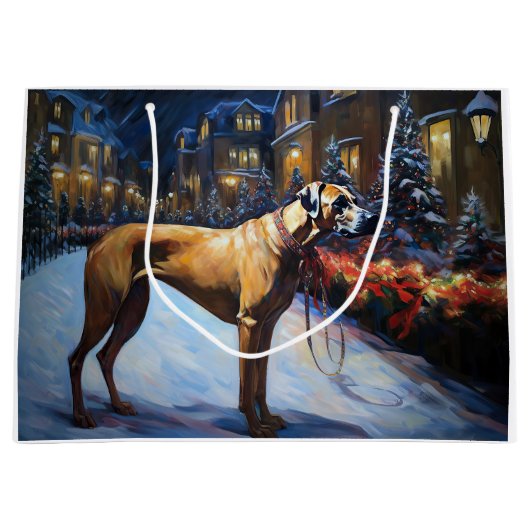 Rhodesian Ridgeback Kerst Feestelijke Tijd Groot Cadeauzakje (Voorkant)