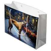Rhodesian Ridgeback Kerst Feestelijke Tijd Groot Cadeauzakje (Achterkant Gekanteld)