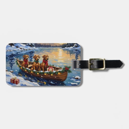 Rhodesian Ridgeback Kerstboot Vakantie Bagagelabel (Voorkant horizontaal)