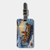 Rhodesian Ridgeback Kerstboot Vakantie Bagagelabel (Voorkant verticaal)