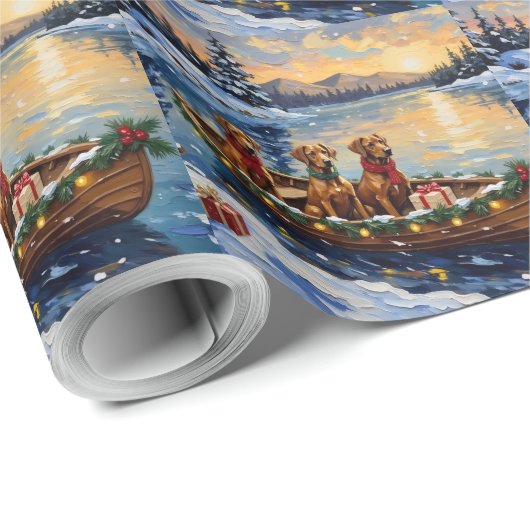 Rhodesian Ridgeback Kerstboot Vakantie Cadeaupapier (Rol Hoek)