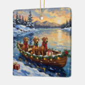 Rhodesian Ridgeback Kerstboot Vakantie Keramisch Ornament (Links)