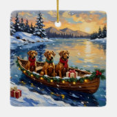 Rhodesian Ridgeback Kerstboot Vakantie Keramisch Ornament (Achterkant)