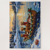 Rhodesian Ridgeback Kerstboot Vakantie Legpuzzel (Verticaal)
