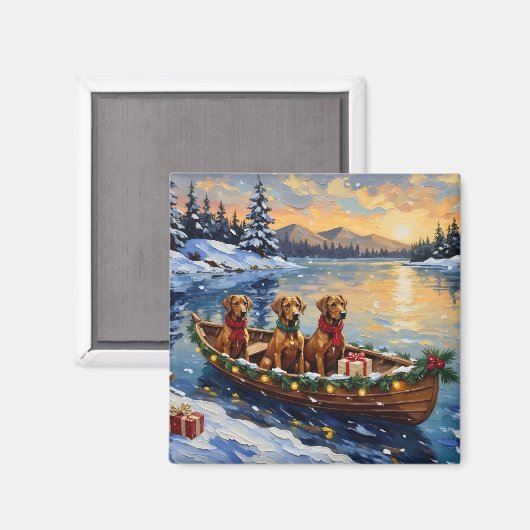 Rhodesian Ridgeback Kerstboot Vakantie Magneet (Voorkant / Achterkant)