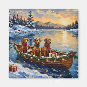 Rhodesian Ridgeback Kerstboot Vakantie Magneet (Voorkant)