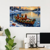 Rhodesian Ridgeback Kerstboot Vakantie Poster (Thuiskantoor)