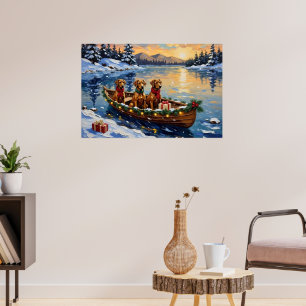 Rhodesian Ridgeback Kerstboot Vakantie Poster
