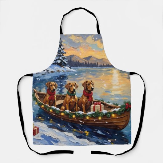 Rhodesian Ridgeback Kerstboot Vakantie Schort (Voorkant)